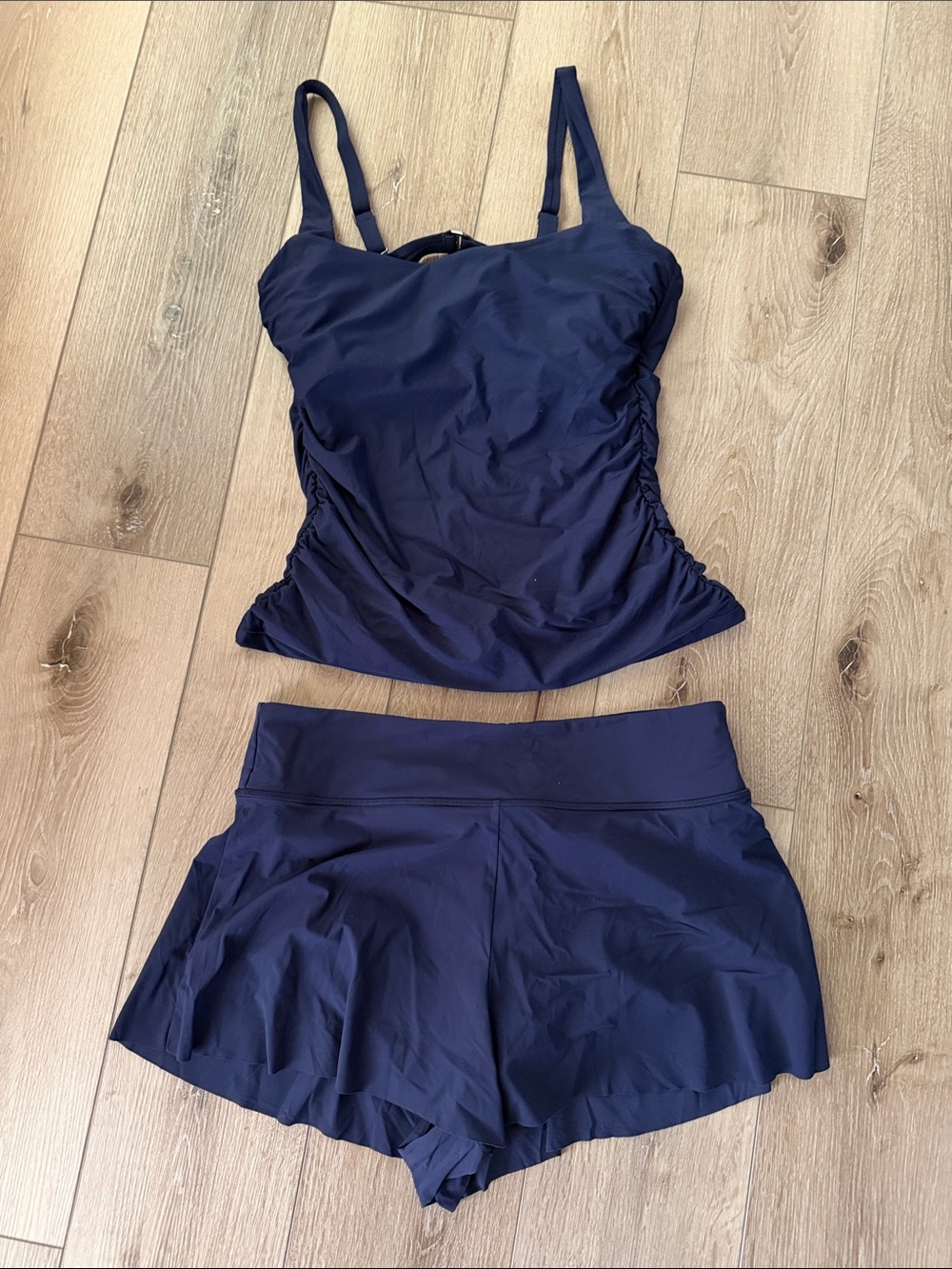 Athleta Deep Navy Swim Tankini Top and Skort Set